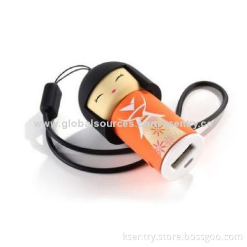 New design for mobile phone accessories lovely doll USB in-car charger